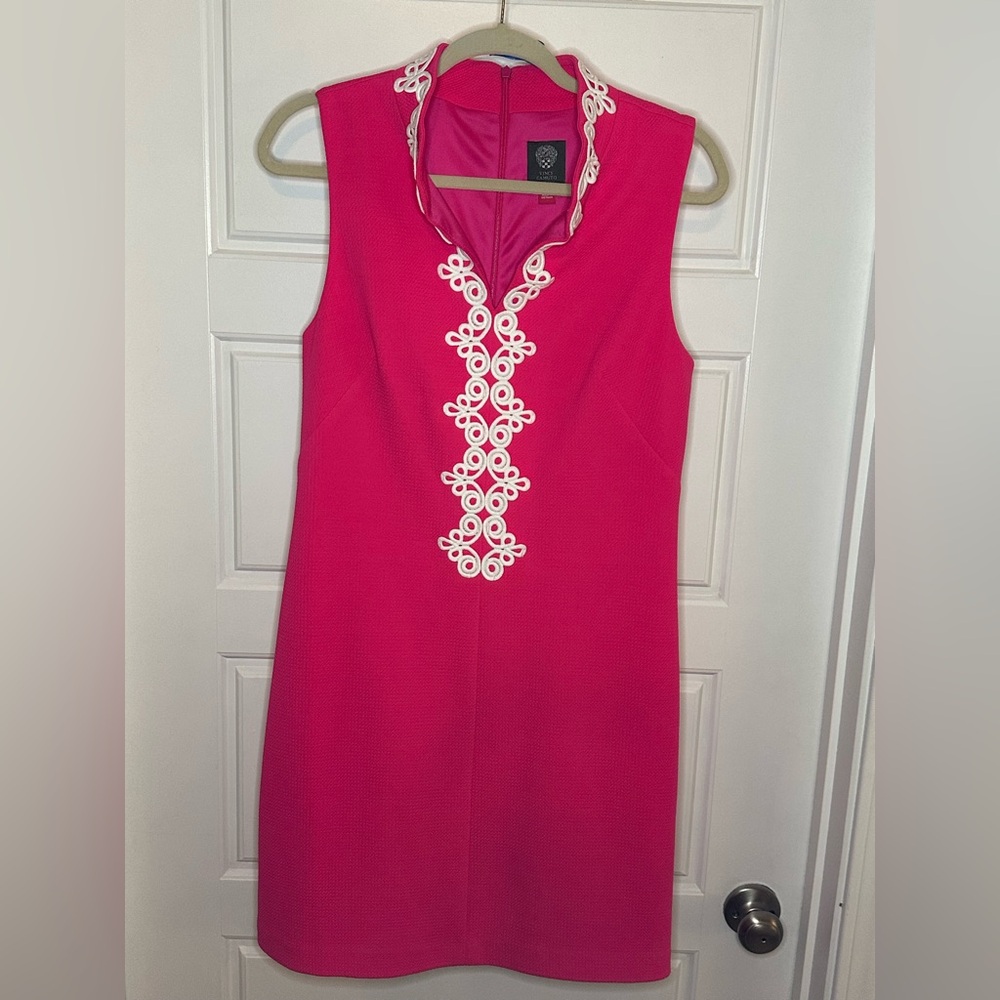 Hot Pink Vince Camuto Dress with White Detail